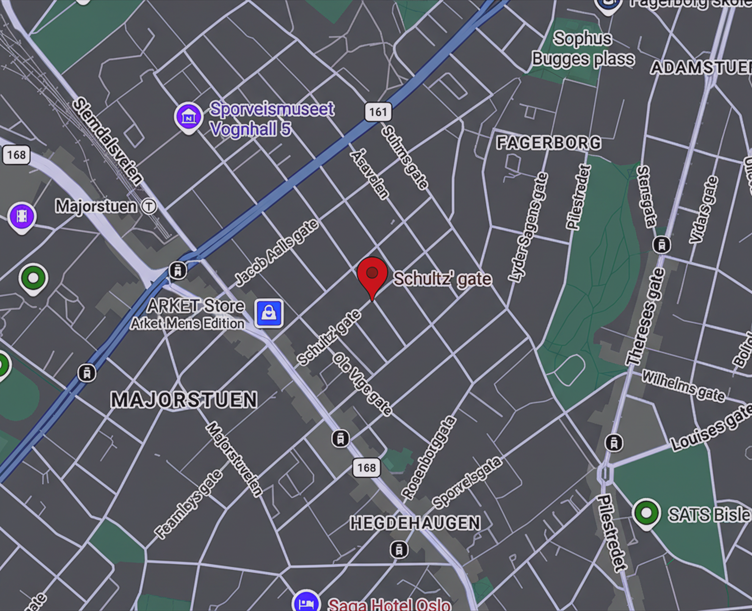 Google Maps view of Schultz' Gate in Oslo