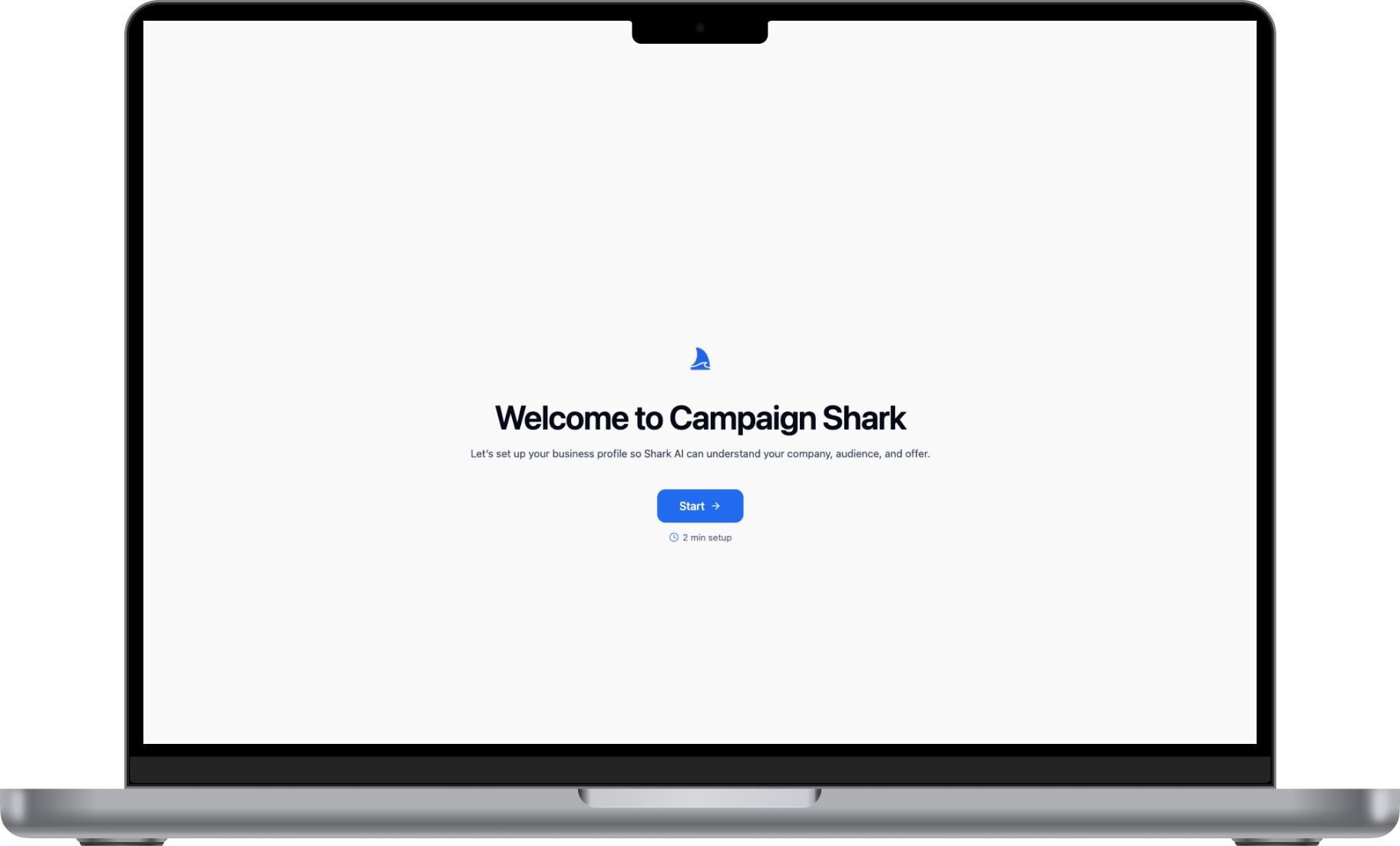 Welcome to Campaign Shark onboarding mockup
