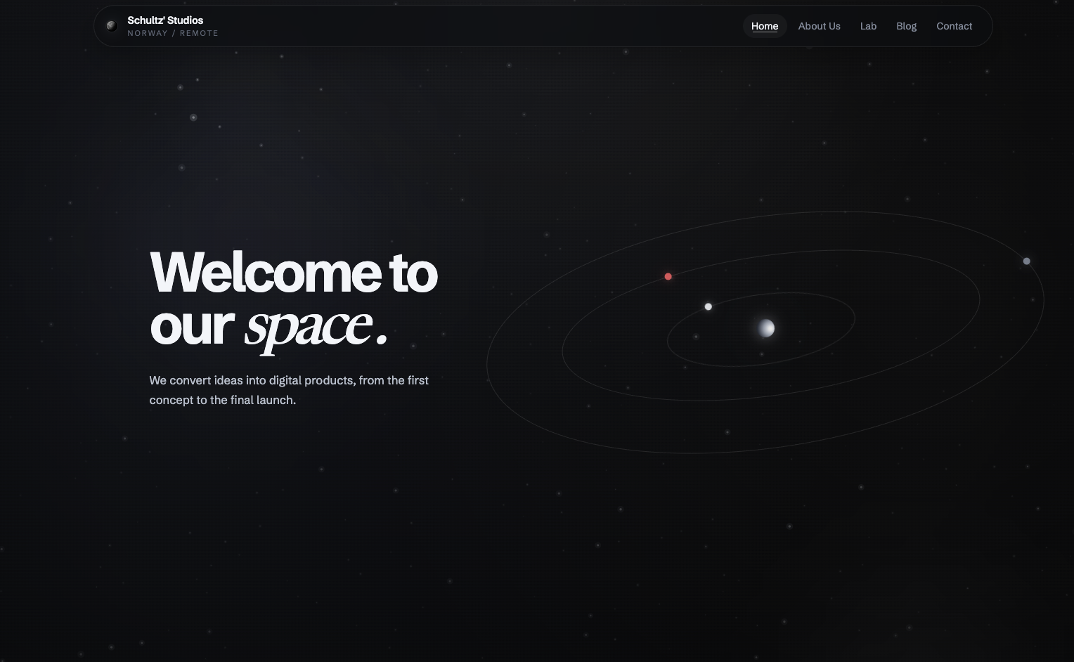 Welcome visual for Schultz Studios website